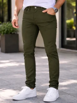 Calça Sarja Masculina Verde Musgo Skinny Casual
