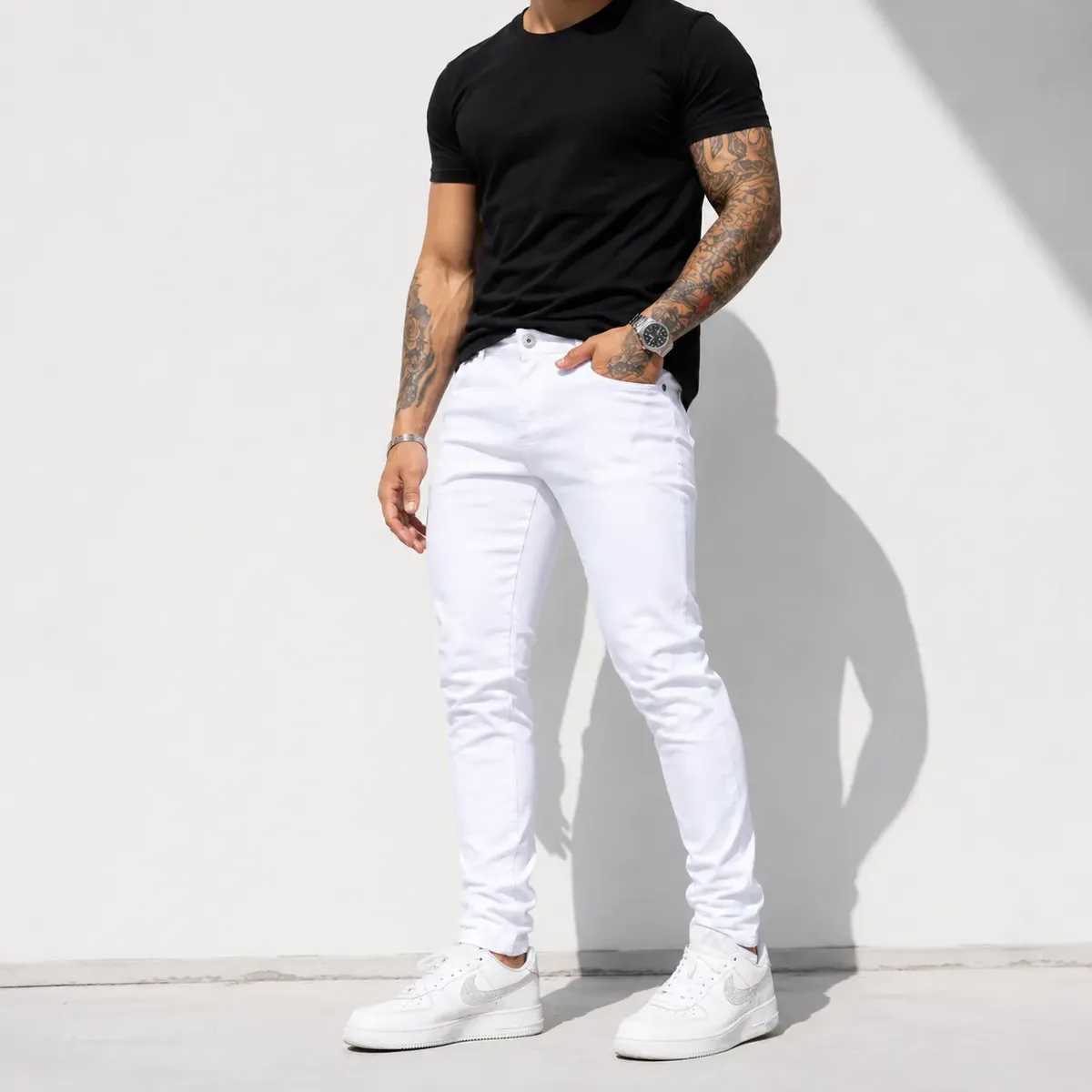 Calça Jeans Branca Masculina Skinny com Elastano Premium - Imagem 3