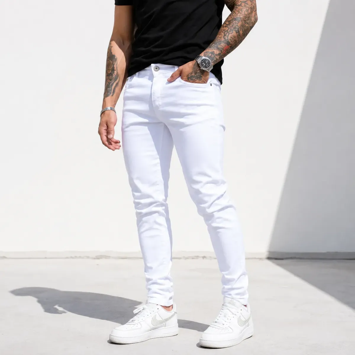 Calça Jeans Branca Masculina Skinny com Elastano Premium - Imagem 10