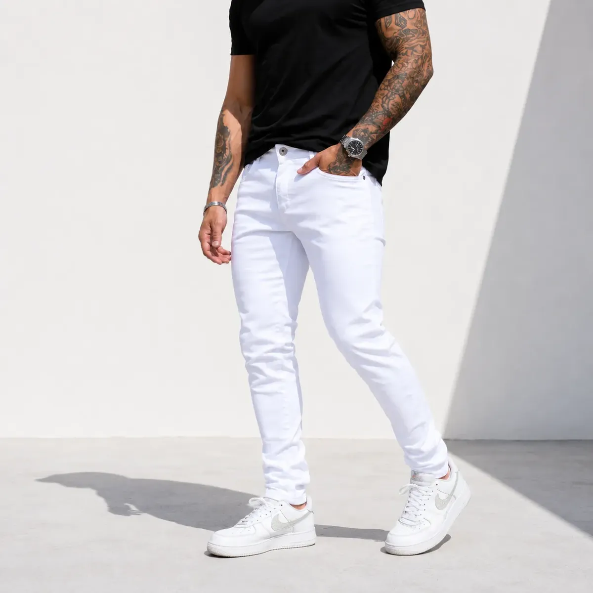 Calça Jeans Branca Masculina Skinny com Elastano Premium - Imagem 2
