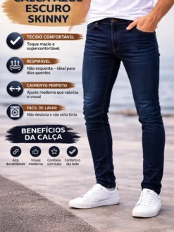 Calça Jeans Masculina Skinny Estilo Renovado 2026
