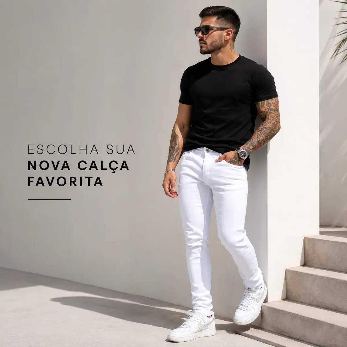 Calça Jeans Branca Masculina Skinny com Elastano Premium - Imagem 5