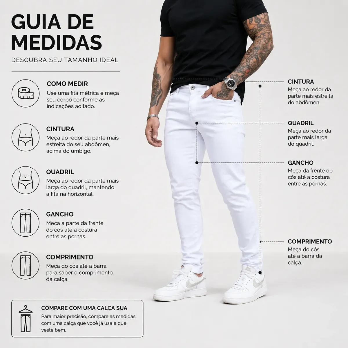 Calça Jeans Branca Masculina Skinny com Elastano Premium - Imagem 8