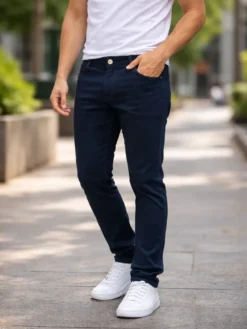 Alternative view of Calça Sarja Social Masculina Slim Azul Marinho ViaEstilo