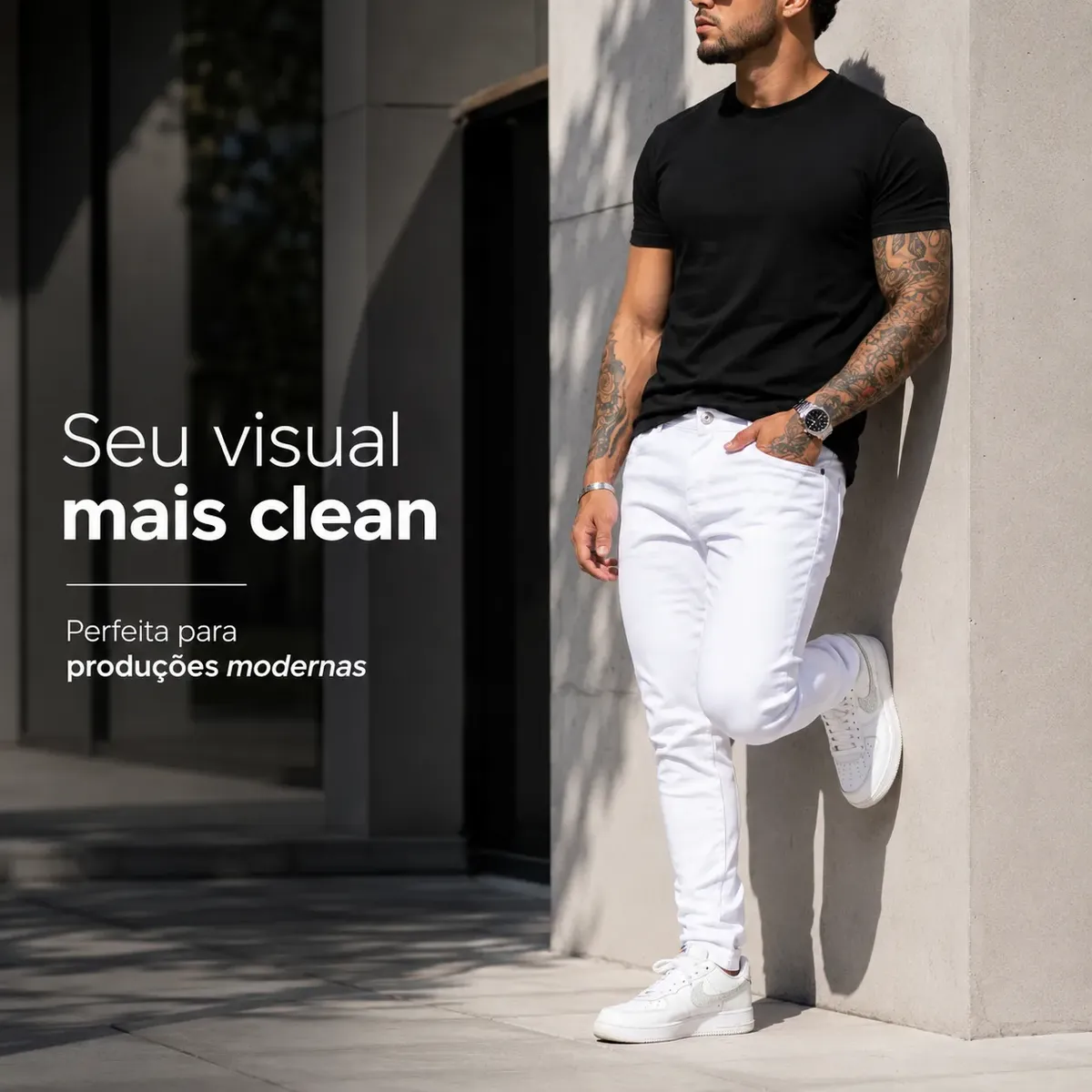 Calça Jeans Branca Masculina Skinny com Elastano Premium - Imagem 6